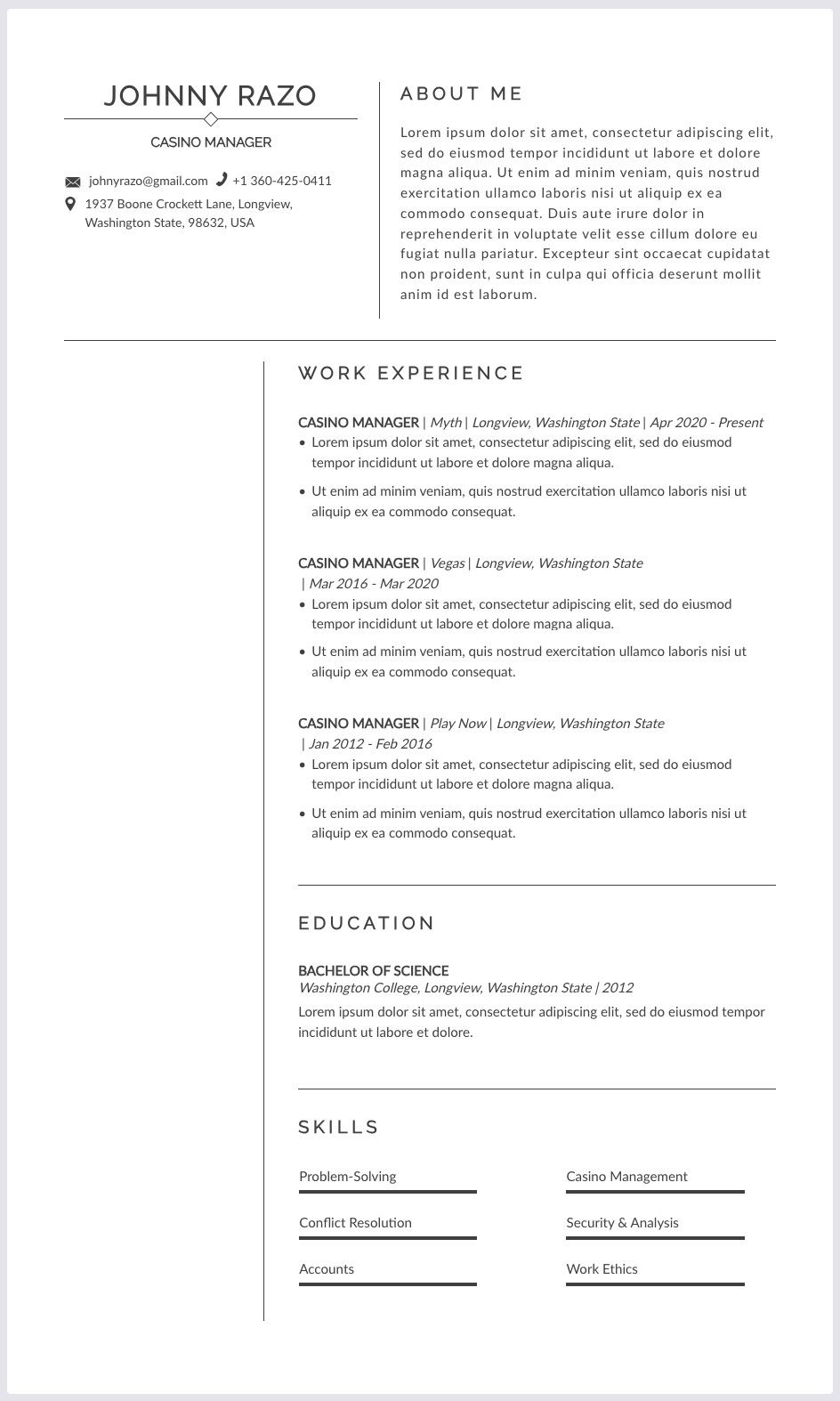 Readymade Resume Copy and Paste Templates